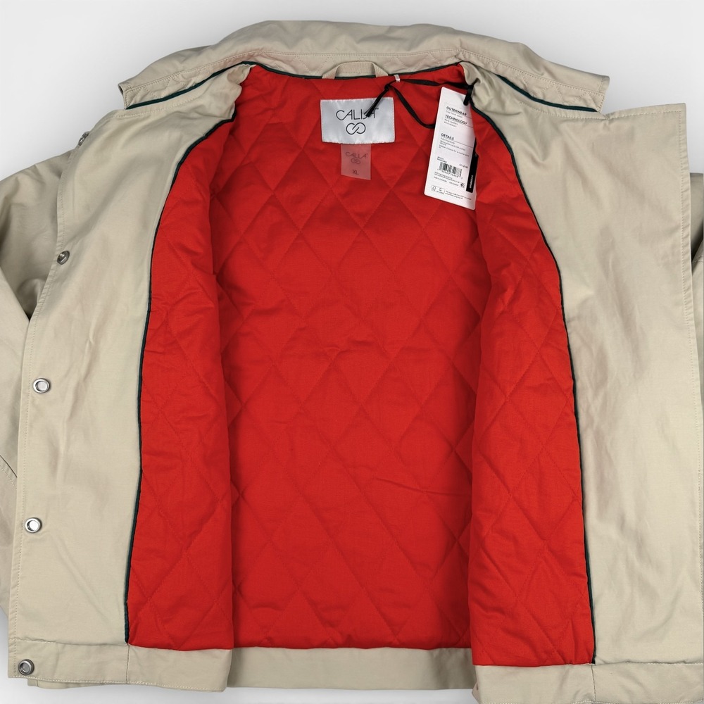 CALIA Crop Trench Jacket Womens XL Khaki Sand Hooded Water Repellent NEW - Picture 8 of 12
